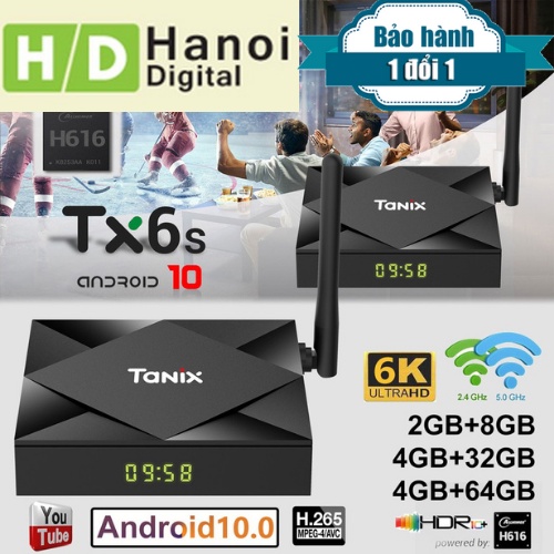 Android TV Box Tanix TX6S Ram 4Gb Rom 32Gb, Android 10 - Hàng Chính Hãng