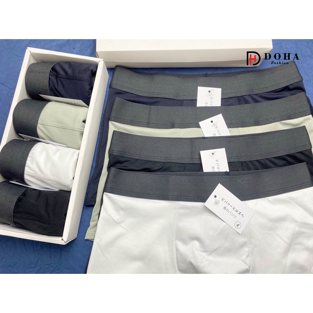 Hộp 4 Quần Lót Nam Boxer Cao Cấp HOT 2022, Quần Sịp Đùi Nam Cao Cấp.(DUITRON)