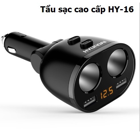 <Xả kho>Tẩu Chia Sạc Xe Hơi Ô Tô 2 Nguồn - 2 Usb Có Báo Điện Áp