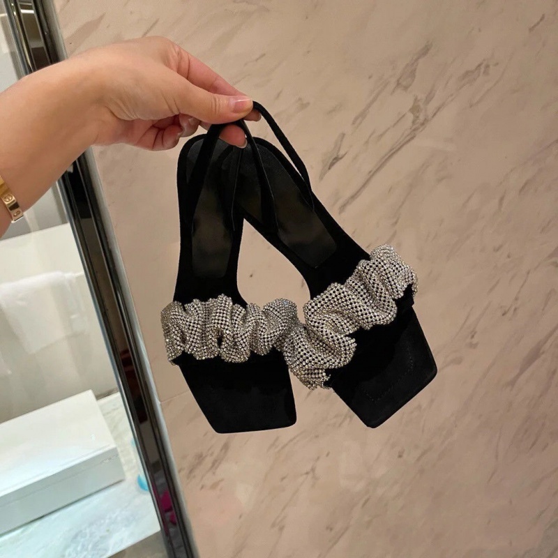 Giày Sandal Cao Gót Hở Ngón Đính Đá Thời Trang Mùa Hè Cho Nữ 2021 7cm