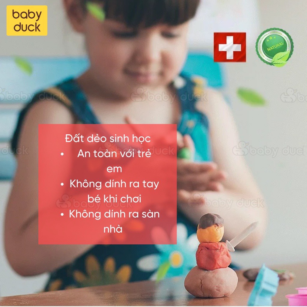 Đất nặn an toàn cho bé 24 màu kèm hộp đựng, đất nặn dẻo sinh học an toàn không bẩn ra sàn, dễ chơi, dễ tạo hình