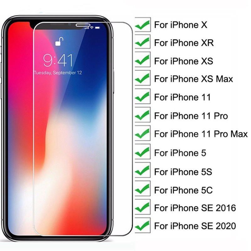 Kính Cường Lực 9H Bảo Vệ Màn Hình Cho Iphone 12 Pro Max 6 7 8 Plus X XR XS Max 11 Pro 13 Max