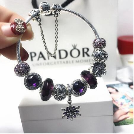 Vòng đeo tay Pandora mạ bạc 925 mặt tròn đính đá sang trọng thời trang cho nữ NEW AAs031 66