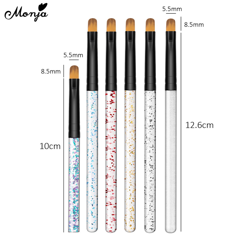Cọ sơn móng tay gel uv Monja chất liệu acrylic thiết kế 6 màu sắc DIY tiện dụng