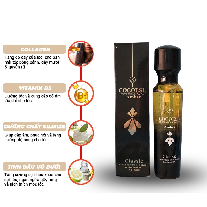 Tinh Dầu Dưỡng Tóc COCOESL Amber 60ml - Phục Hồi Tóc Hư Tổn Và Chẻ Ngọn Lamyra