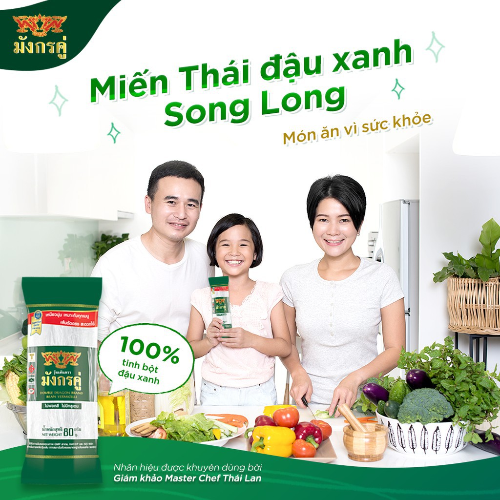 Miến đậu xanh Double Dragon Thai Wah gói 200g ( miến Song Long)