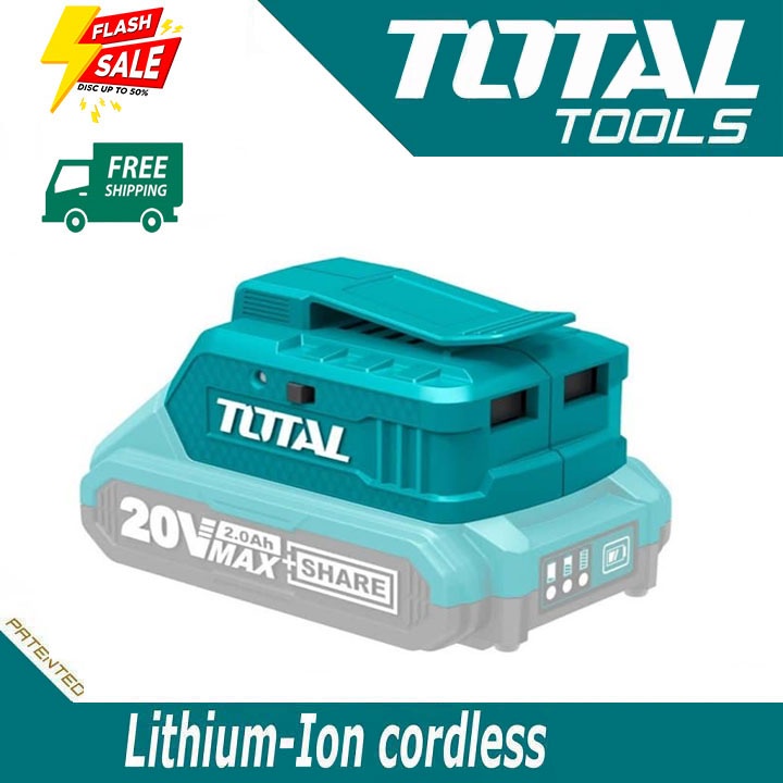 Sạc USB 20V TOTAL CHÍNH HÃNG TUCLI2001 Phù hợp dùng với pin 20V total để sach điện thoại - TOTAL TOOLS WORLD