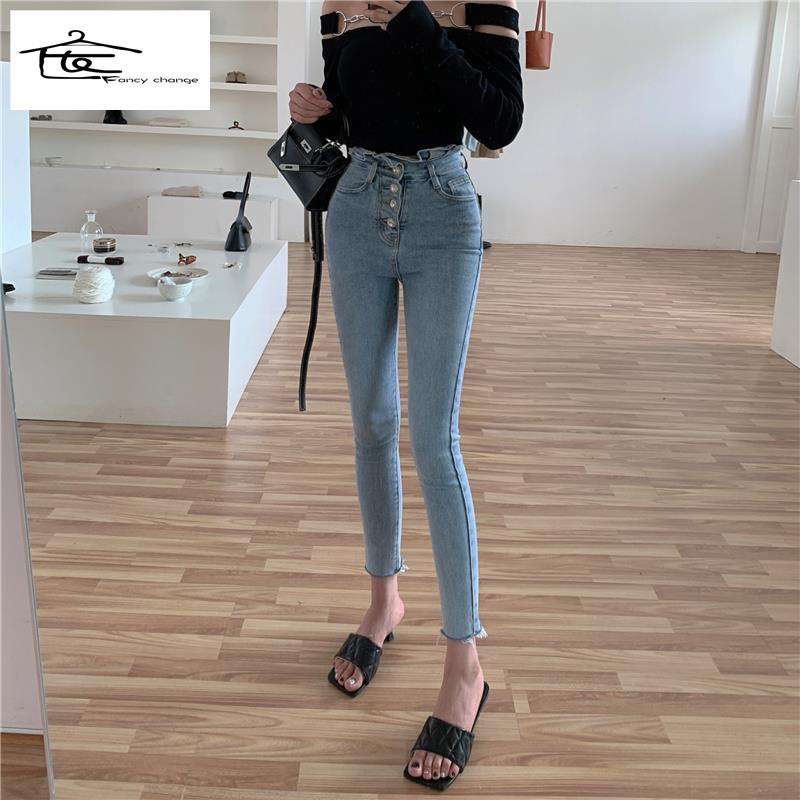 Hàng Có Sẵn Bán Chạy~Quần Jean Ôm Dáng Lưng Cao Co Giãn In Hình Hoa Phong Cách Mùa Xuân 2022 Hợp Xu Hướng Cho Nữ