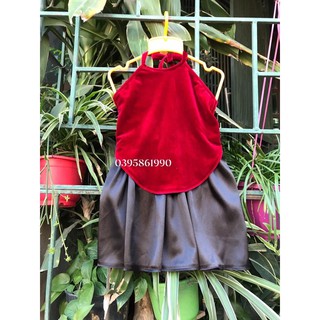 Yếm đào vải Nhung loại 1 cho bé ( tặng kèm mấn)