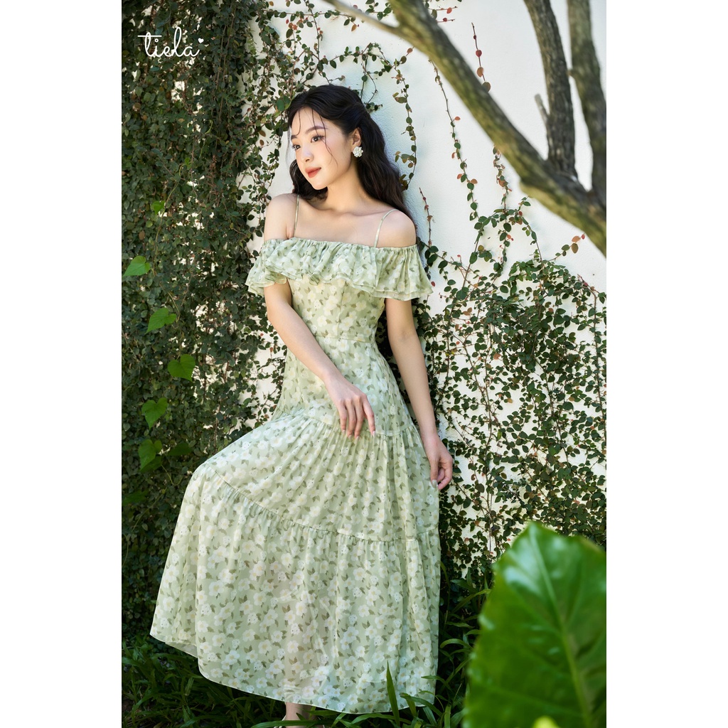 TIELA Đầm váy hoa trễ vai bèo nhún -P osay Dress