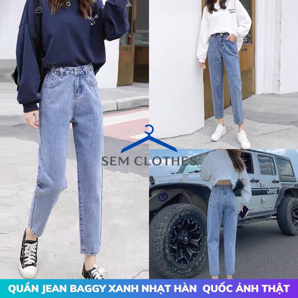 Quần bò baggy nữ,Quần jean nữ baggy lưng cao xanh nhạt ống suông nam unisex SEM CLOTHES q004 | BigBuy360 - bigbuy360.vn