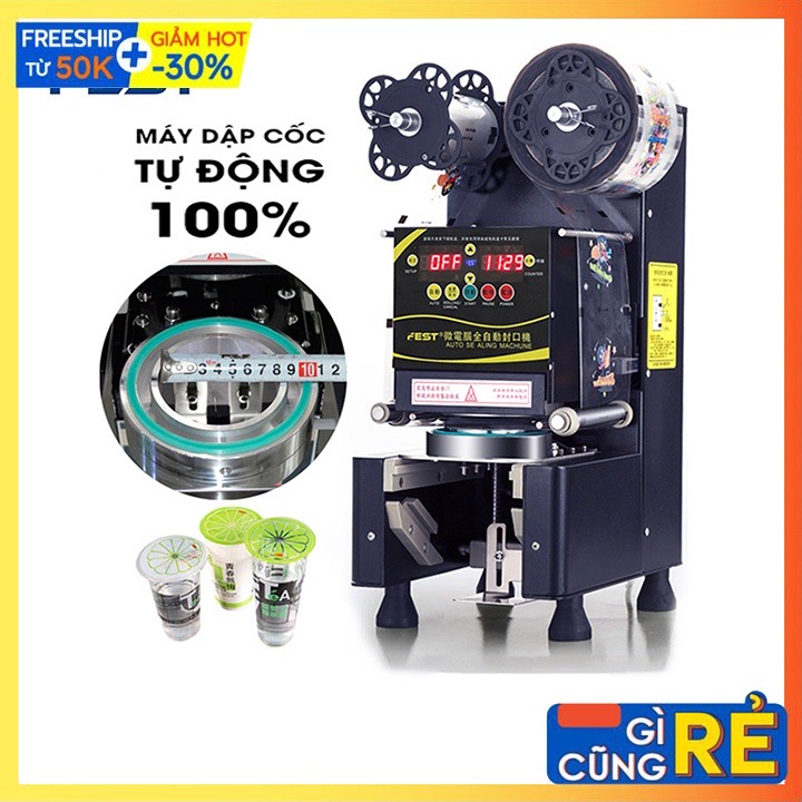 Máy Dập Nắp Cốc Tự Động Fest RC95 - Có Đếm Số Cốc - Có hiện giờ - phù hợp trà sữa trà chanh cafe chè nước mía