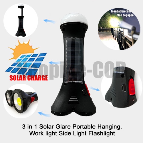 Đèn Pin led 3 Trong 1 Sử Dụng Năng Lượng Mặt Trời Có Thể Sạc Lại