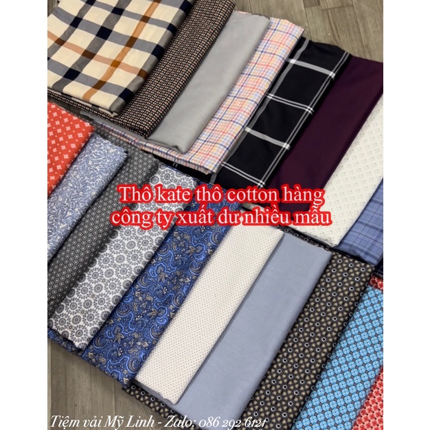 Vải thô sơ mi thô kate thô cotton mềm mịn siêu mát hàng công ty dư không nhăn không nhàu