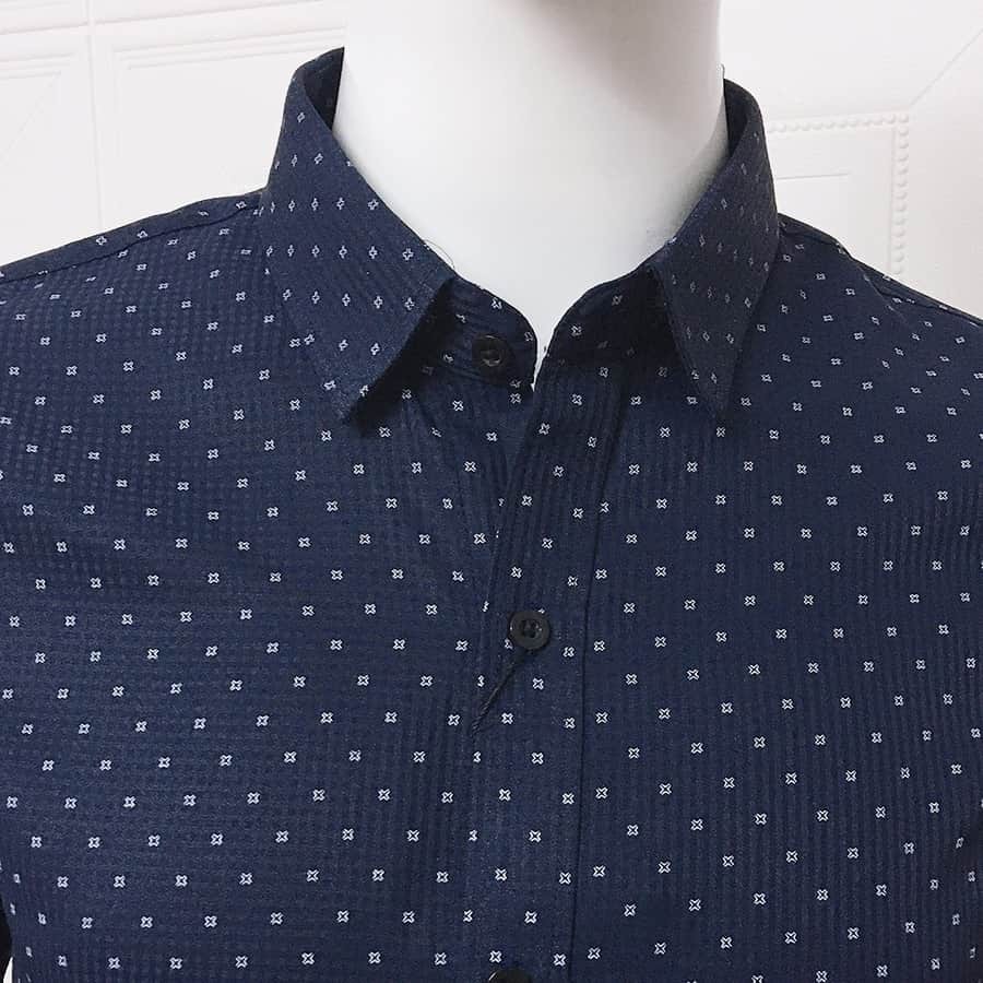 Áo sơ mi nam dài tay cao cấp họa tiết chấm bi , Sơ mi nam chất cotton phong cách lịch lãm công sở