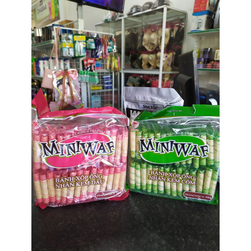 Bánh quế ống Miniwaf Hải hà 330g vị dâu