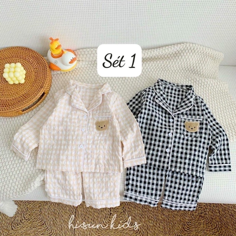Sét 2 bộ pijama kẻ cho bé