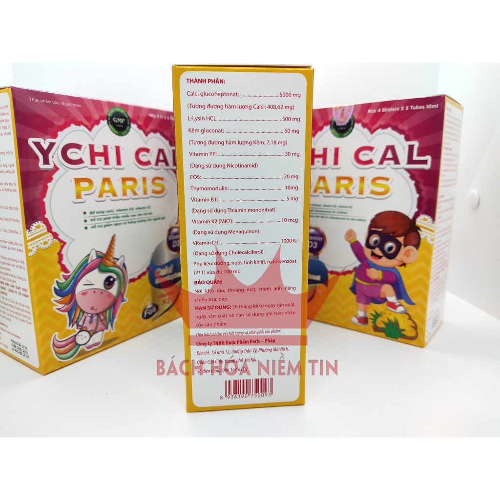 Canxi tăng chiều cao cho bé YCHI CAL-PARIS - Bổ sung canxi, vitamin D3, Vitamin K2 giúp phát triển xương, tăng chiều cao