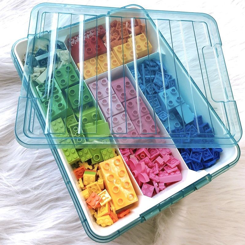 Hộp đựng đồ chơi Lego chứa các bộ phận của khối xây dựng lưu trữ hạt nhỏ phân loại hoàn thiện trong suốt hiện vật <