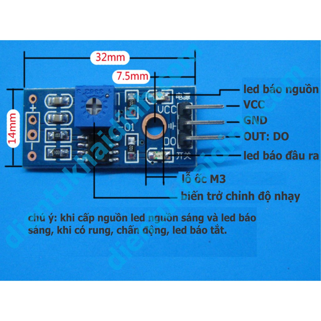 module cảm biến rung SW-420, xanh dương, OUT: 3P, DO kde2741