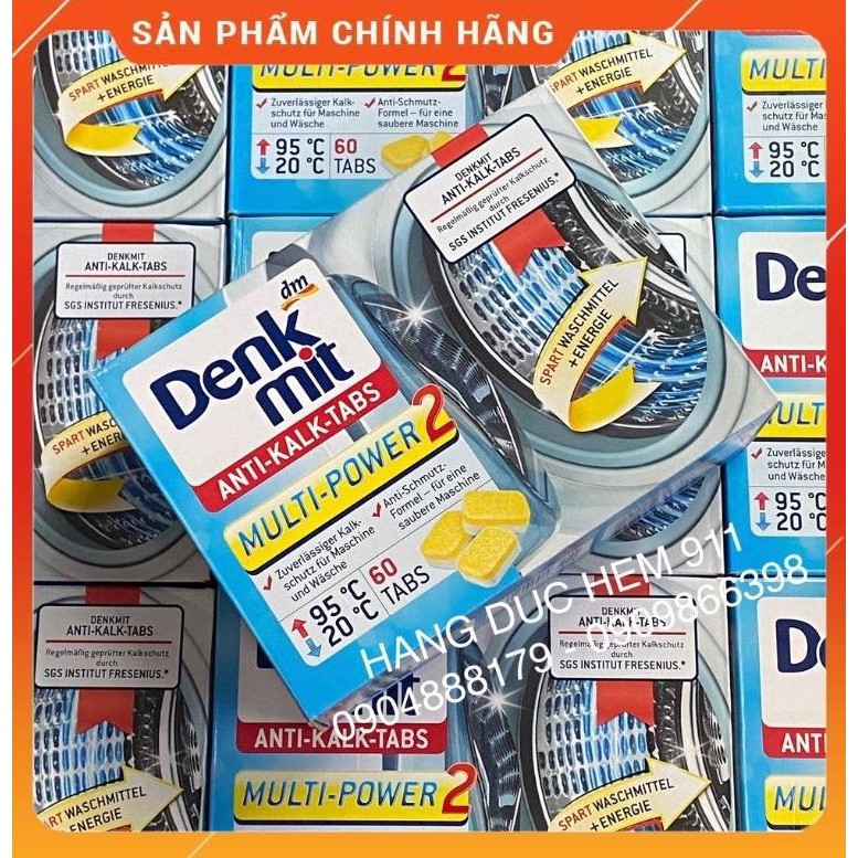 Viên tẩy lồng giặt Denkmit Anti Kalk Tabs 60 viên nội địa Đức HÀNG AIR viên còn nguyên không bị nát