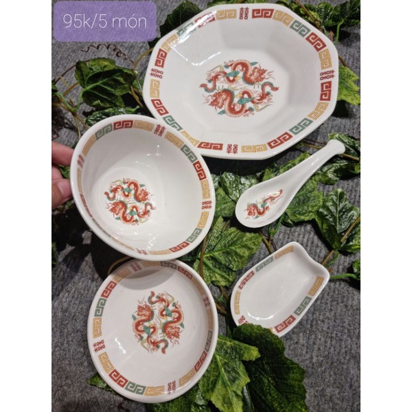 🍳bộ 5 món hình rồng - gốm sứ nhật🍳