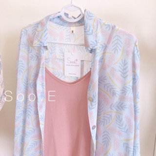 Set đầm dây + áo sơmi☘️ (Xanh ngọc, hồng)
