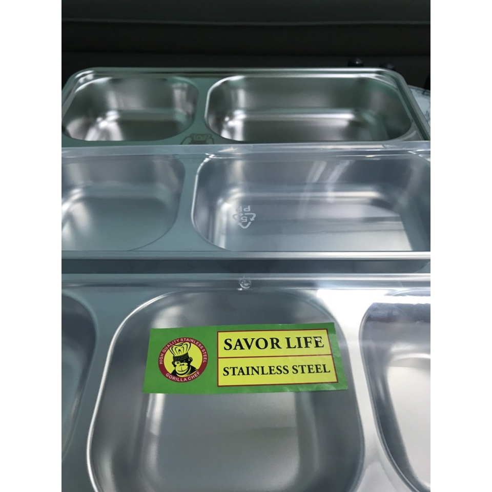 Khay cơm inox cao cấp GORILLA không rỉ sét, không nhiễm từ loại Trung