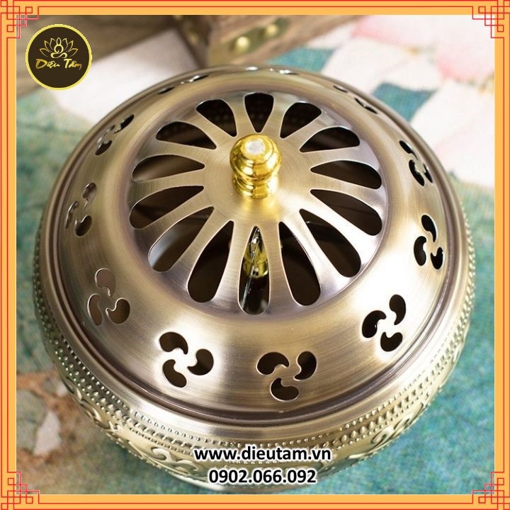 Lư xông trầm đồng xám size 16cm