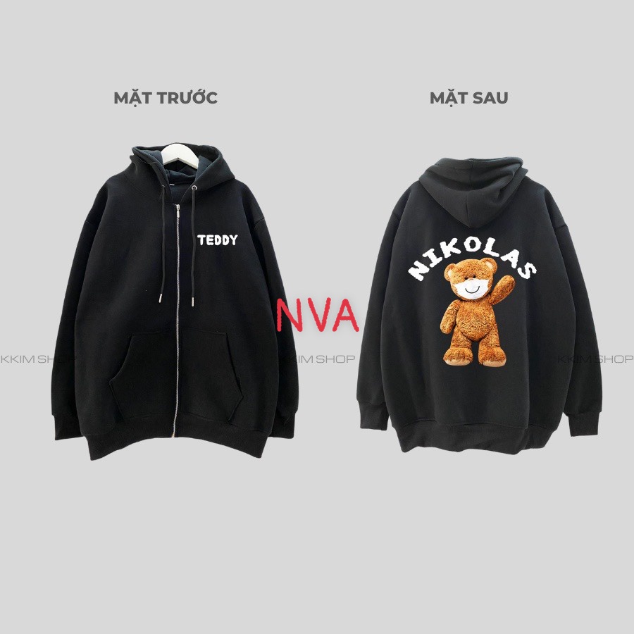 Áo Khoác In Teddy ❤ Áo Nỉ Dày Dặn Dáng Rộng Nam Nữ NVA161