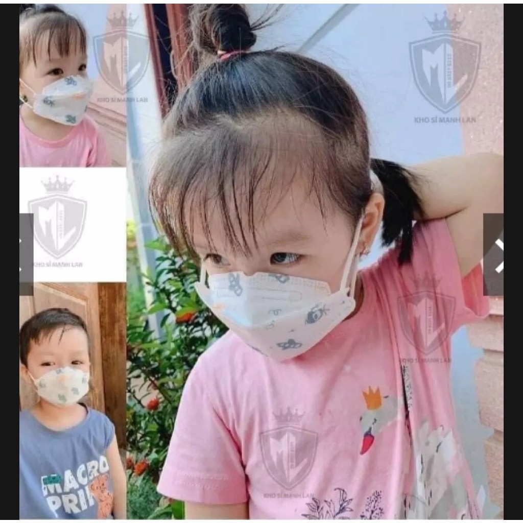 Sỉ 100 cái khẩu trang KF94 In hình hoạt hình cho bé 5-10 Tuổi