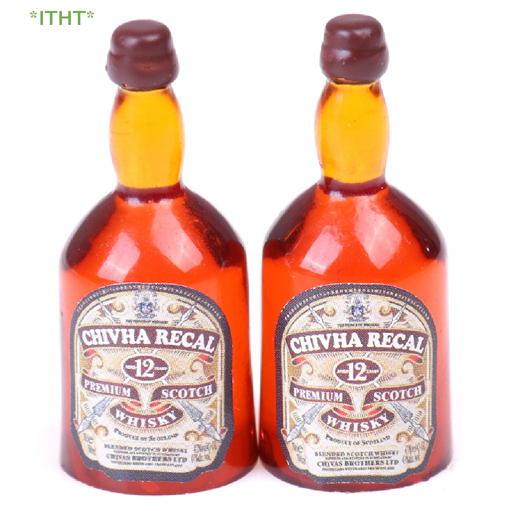 Bộ 2 Chai Rượu Whiskey Đồ Chơi Búp Bê Cỡ 1 / 12 Mới