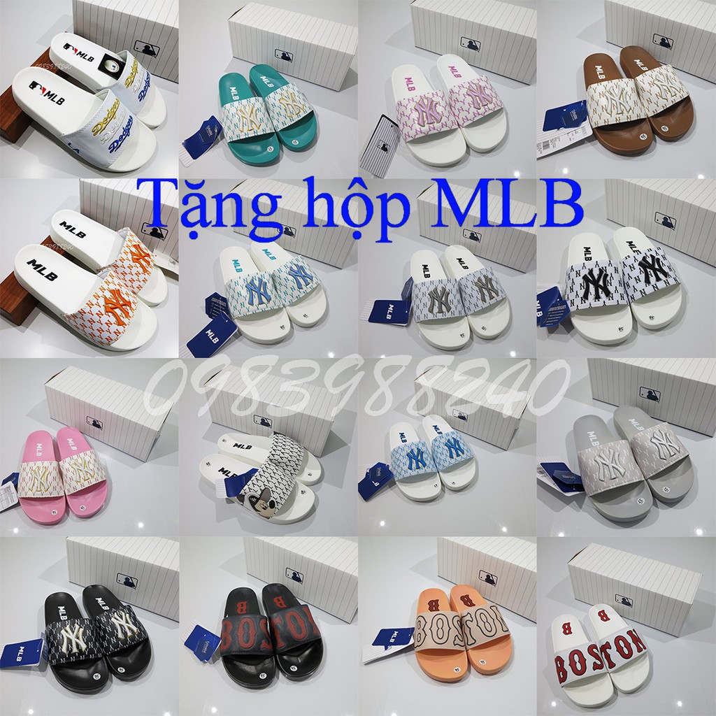 Dép MLB NY LA NB Mickey Unisex quai ngang nam nữ hot trend chữ thêu nổi quai đế xịn, nhiều màu sắc, tặng kèm hộp hãng.