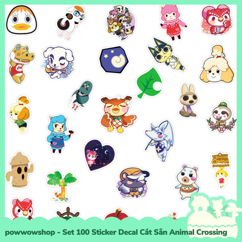[Sẵn VN - Hỏa Tốc] Set 100 Sticker Mini Decal Dán Trang Trí Vật Dụng Mẫu Game Animal Crossing New Horizons Collectible