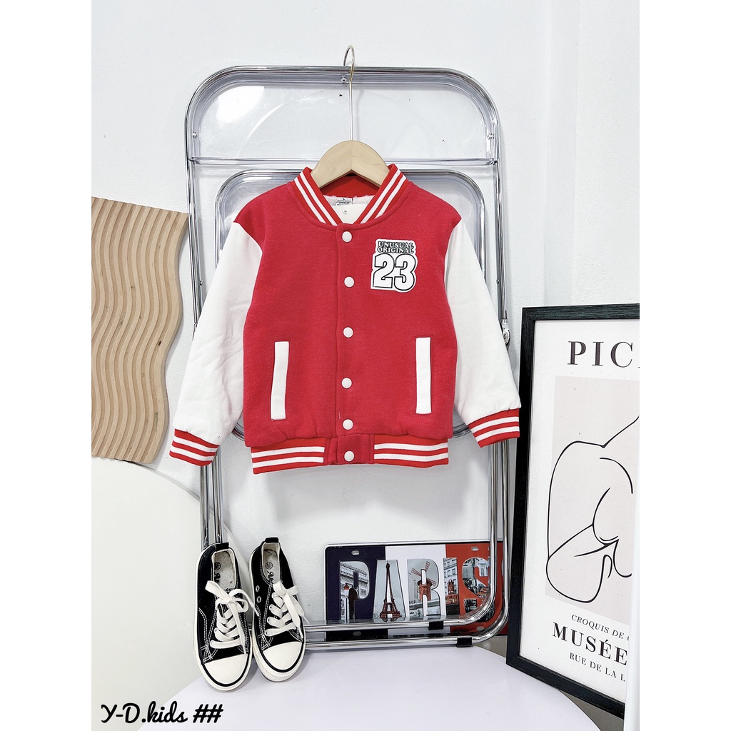 Áo khoác bomber bé trai, bé gái "style 23". Áo bomber bóng chày 10-25kg