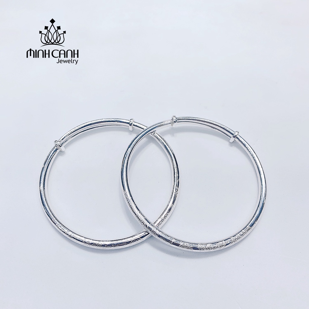 Vòng Tay Bạc Nữ Chạm Khắc Điều Chỉnh Được Size Minh Canh Jewelry