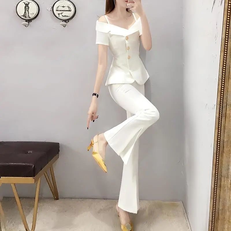 Sét bộ áo lụa quần dài đũi ống rộng phong cách hàn quốc cho các cô nàng công sở