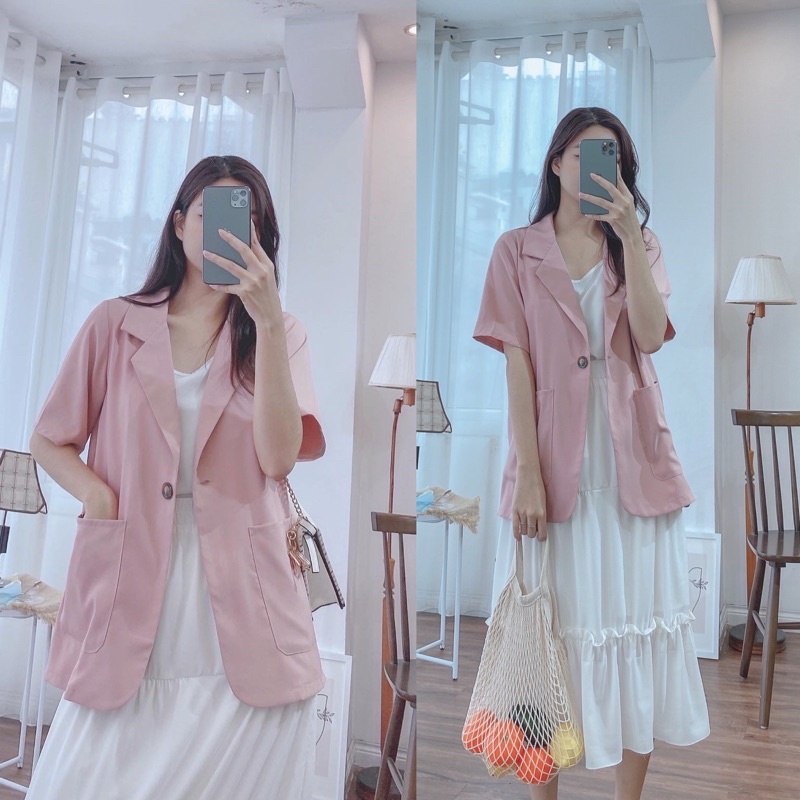 [Mã FAMARAL1 giảm 10K đơn 50K] blazer cộc tay 1 lớp