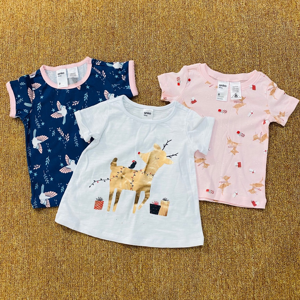 Set 3 áo thun cotton mùa hè xuất xịn cho bé gái 0-7 tuổi (3-24kg) Áo phông cộc tay, ngắn tay, sát nách, ba lỗ