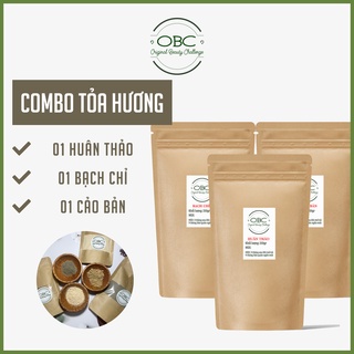 [Tổng 300gr] Combo bột oải hương (huân thảo/lavender) + bạch chỉ + cao bản (cảo bản) 100gr mỗi loại nguyên chất OBC