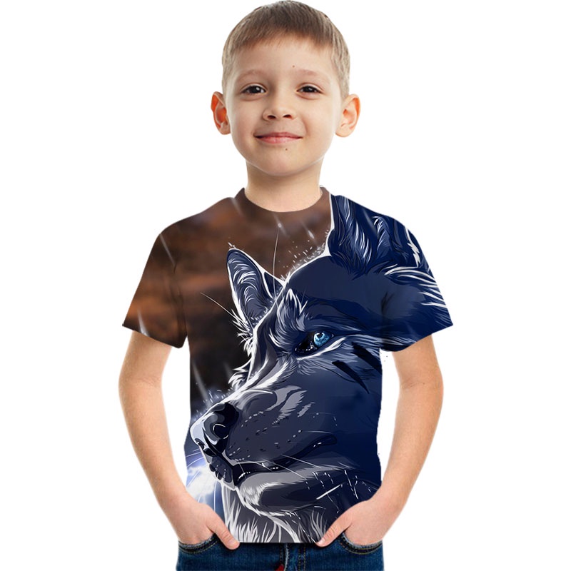 Áo Thun In Hình Động Vật Dễ Thương Cho Bé Trai