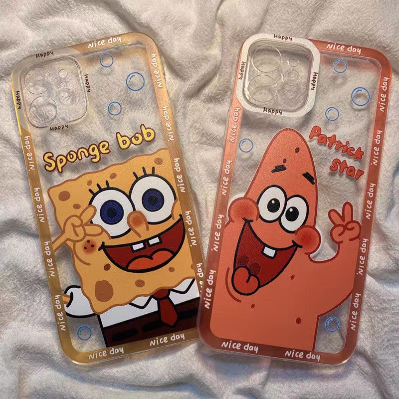 Ốp Điện Thoại Trong Suốt Họa Tiết Hoạt Hình SpongeBob Cho iPhone 13 12 11 Pro Max X Xs Max Xr 7 6 Plus