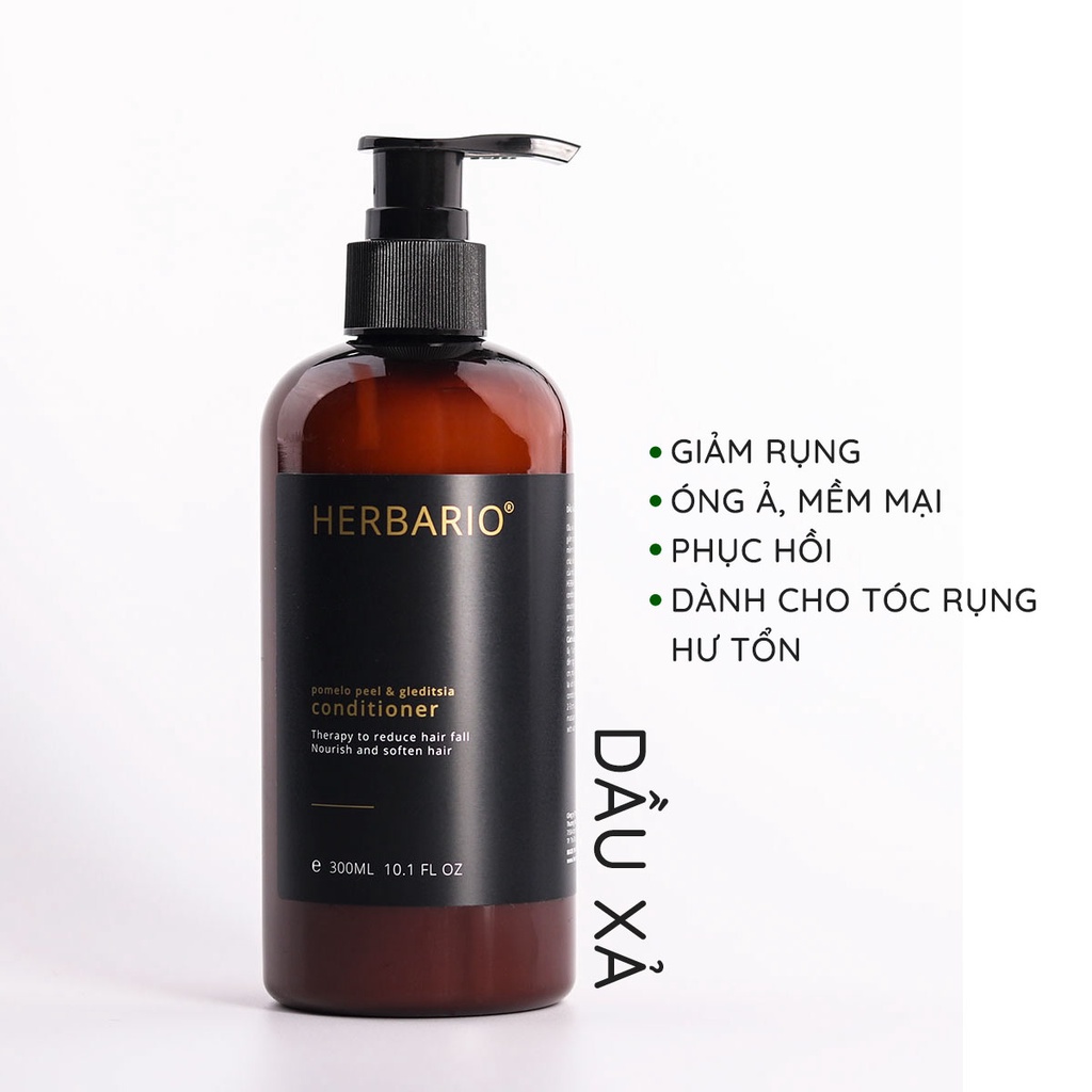 Bộ dầu dội vỏ bưởi &amp; bồ kết Herbario 300ml + dầu xả vỏ bưởi &amp; bồ kết Herbario 300ml