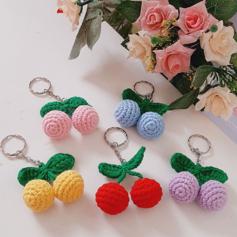 Móc khóa quả cherry móc len - Amigurumi cherry 🍒
