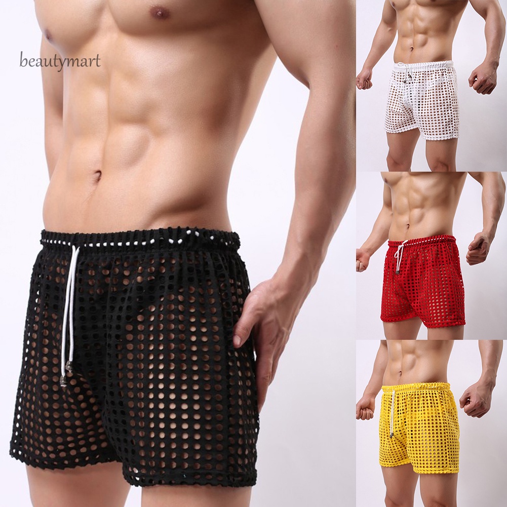 Quần Lót Boxer Phối Lưới Dây Rút Thoáng Khí Gợi Cảm Cho Nam