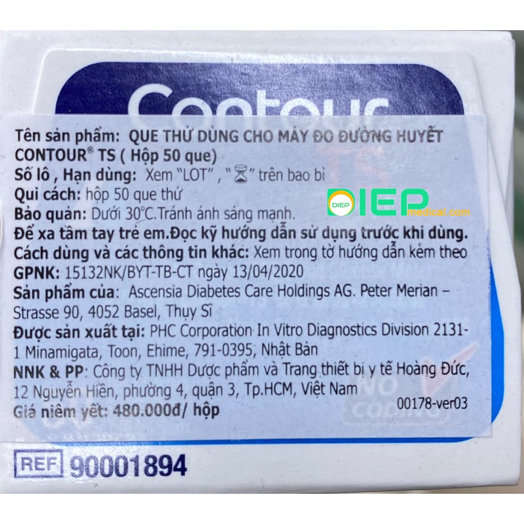 Que thử đường huyết CONTOUR TS (hộp 50 que)