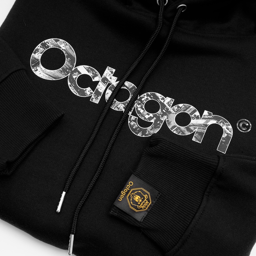 Áo Hoodie Nam Nữ Form Rộng OCTAGON THE CITY Vải Nỉ Bông Màu Đen | BigBuy360 - bigbuy360.vn