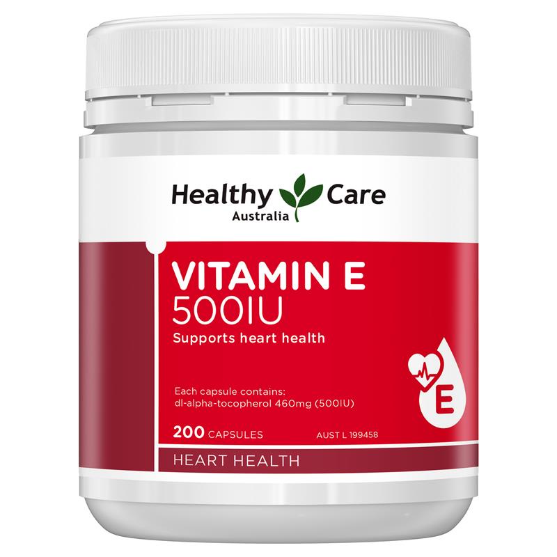 Vitamin E Đỏ Healthy Care Viên Uống Trắng Da Mờ Nám 500IU 200 viên