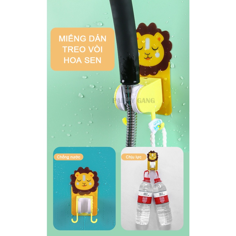 Móc Treo Vòi Hoa Sen Bông Tắm Cho Bé, Móc Dán Tường Đế Kẹp Vòi Sen Gắn Dính Tường Nhà Tắm Vòi Xịt Toilet Hình Con Thú