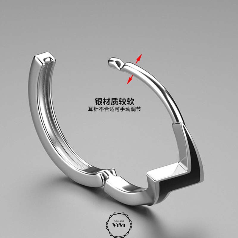 Bông tai bạc nam kiểu tròn sấm sét Flash – khuyên tai bạc ViVi_Gift